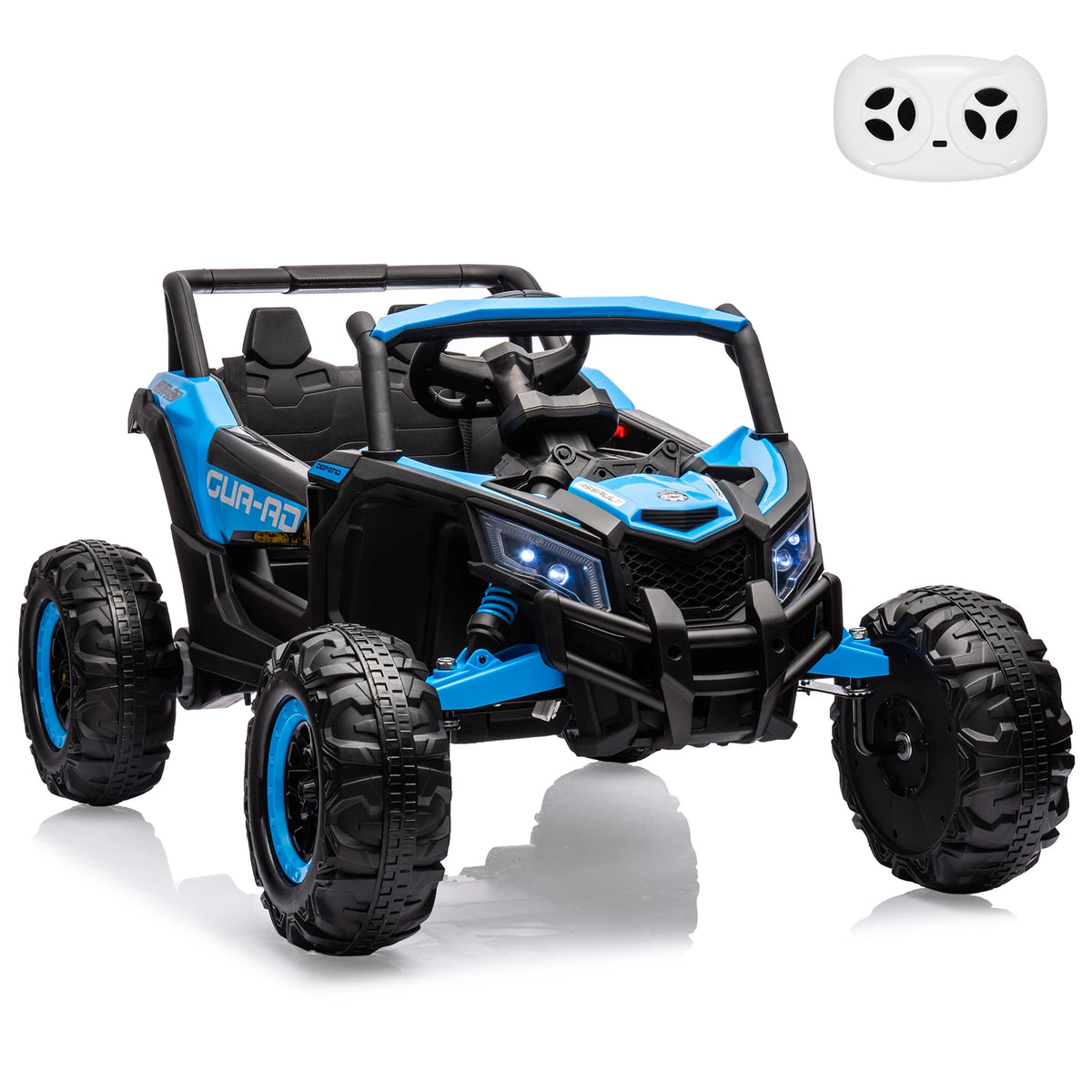 24V Kids Ride On UTV Car With Remote Control, Dual Motors, EVA Tires, Spring Suspension, LED Lights, USB Music, 2 Seat Electric Toy