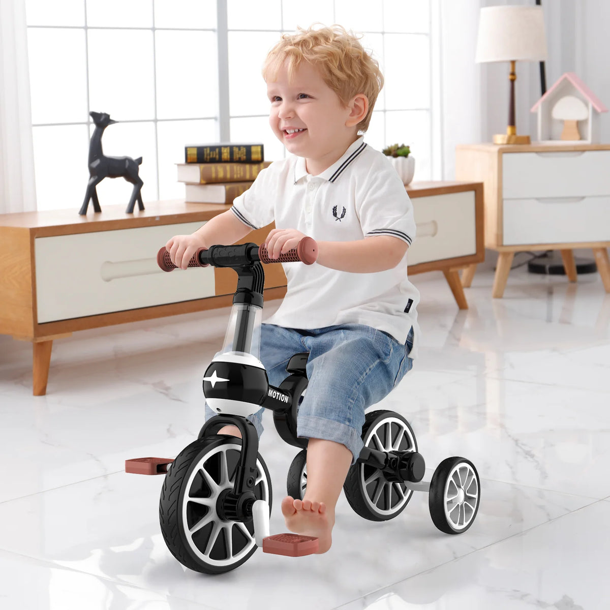 2 in 1 Kids Convertible Tricycle, Toddler Balance Bike with Detachable Pedals, Anti-Rollover 3-Wheel Ride-On Bicycle, Outdoor Play Toy & Birthday Gift for Boys Girls Ages 1 to 4