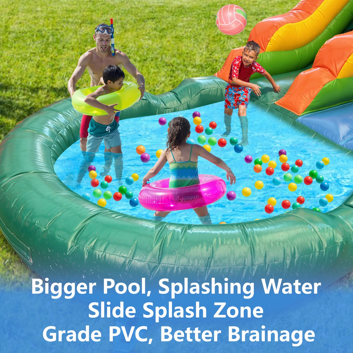 VANCEN 21ft Portable Jungle Water Slide for Kids Thickened Commercial PVC Inflatable Play Center Outdoor Backyard Lawn Summer Swimming Pool Birthday Party (Without Blower)