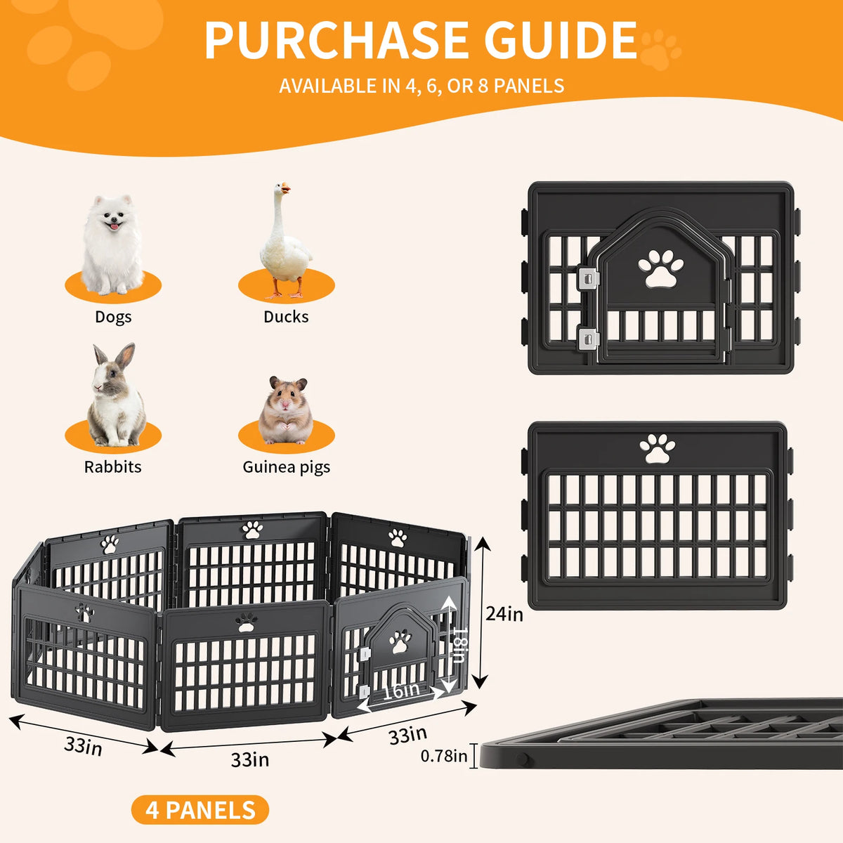 Jhk Durable Plastic Dog Playpen For Indoor And Outdoor Use