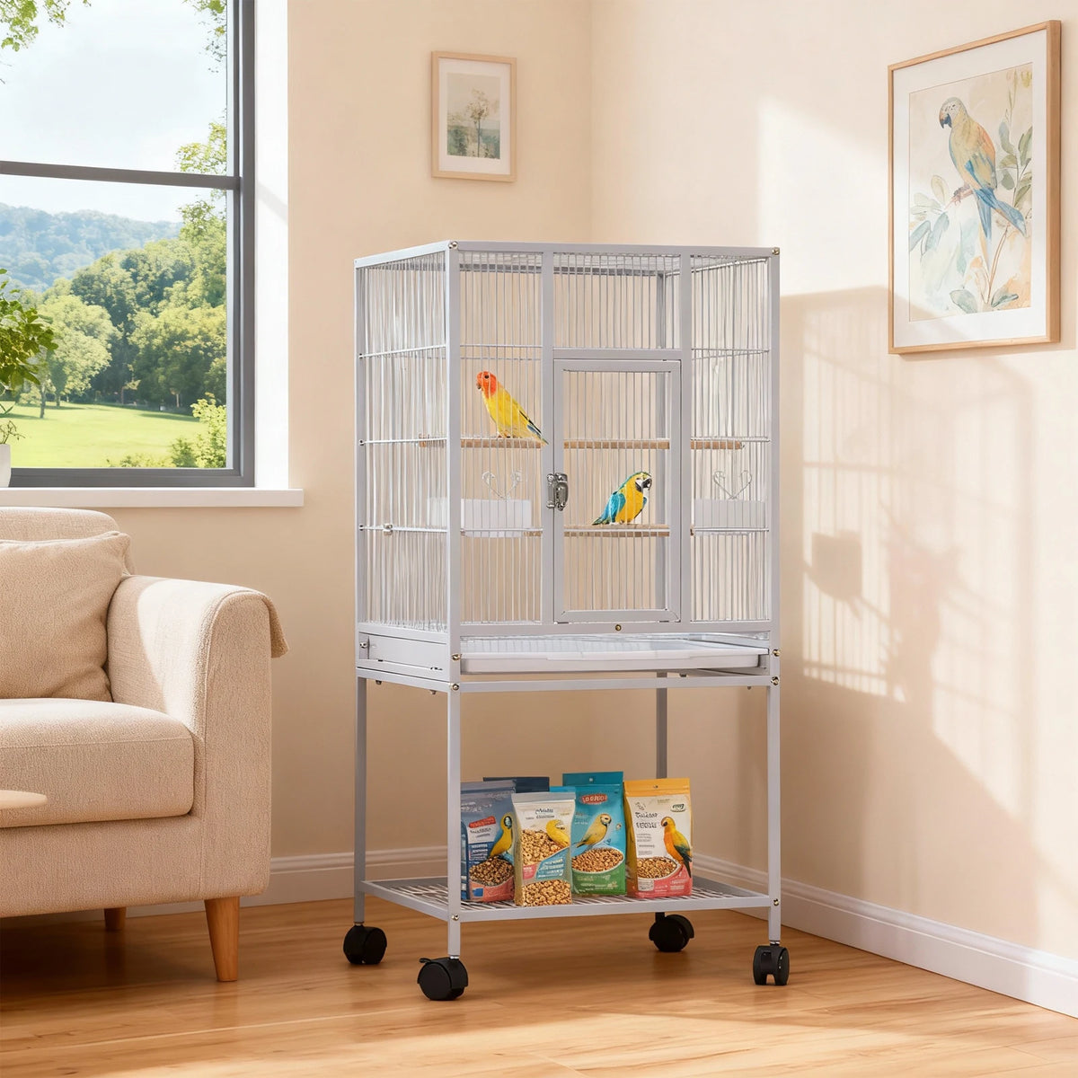 Multi Level Metal Small Pet Cage With Wheels And Tray