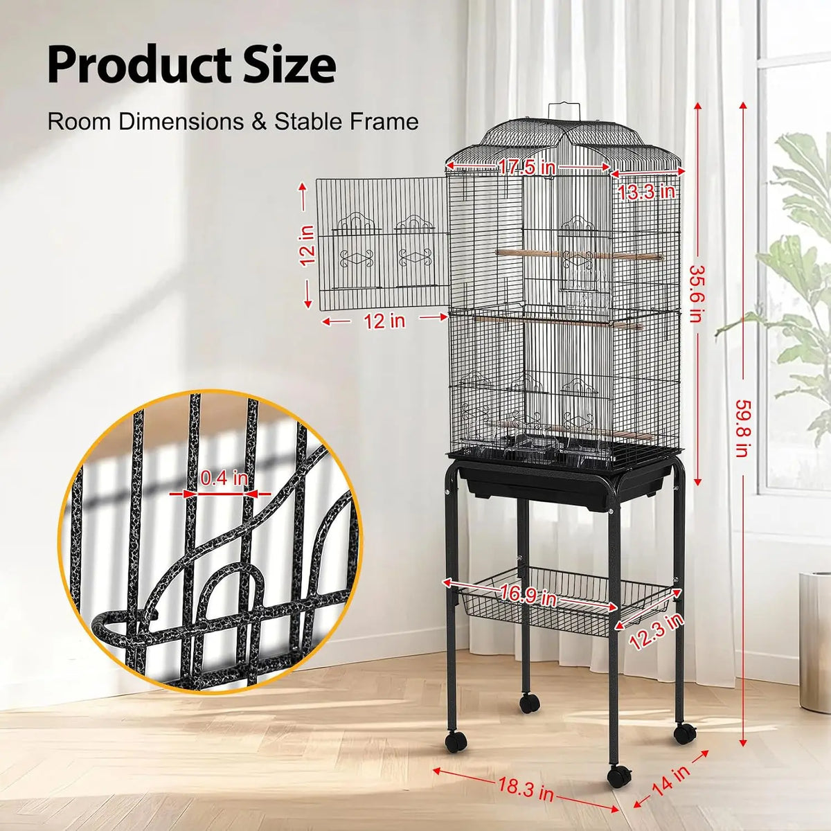 Luxury Victorian Wrought Iron Bird Cage With Heavy Duty Playtop