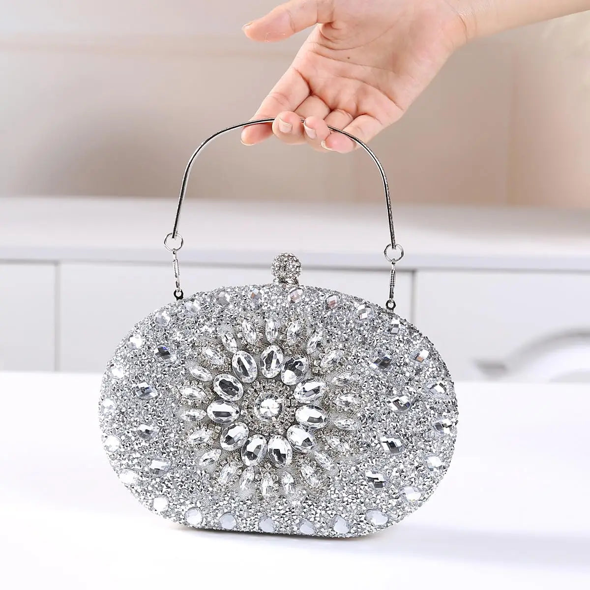 Luxury Sparkling Rhinestone Clutch Handbag For Evening Occasions