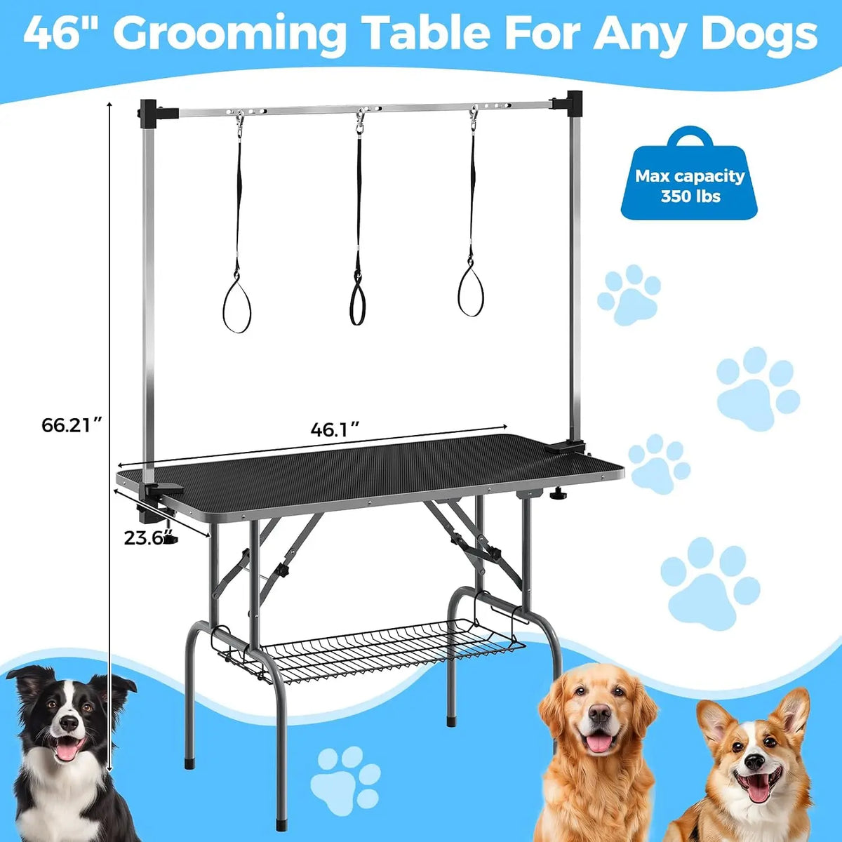 Professional Foldable Dog Grooming Table With Heavy Duty Metal Construction