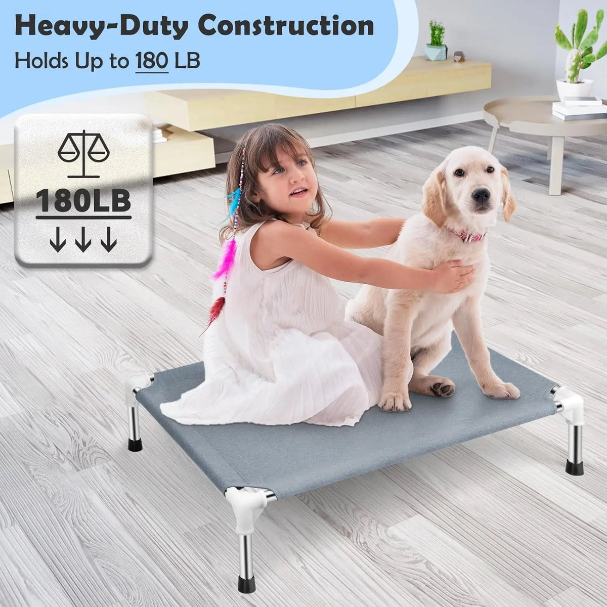 Breathable Elevated Cooling Pet Cot With Anti Slip Frame