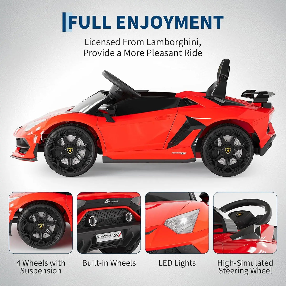 12V Kids Electric 4 Wheel Drive Off-Road Toy Rechargable Battery Car Parent Remote + Kid Pedal Dual Control, Bluetooth/AUX/TF/USB Audio Dual 25W Motors, 1-2H Playtime Offroad Vehicle Adult Toy Gift for Kids