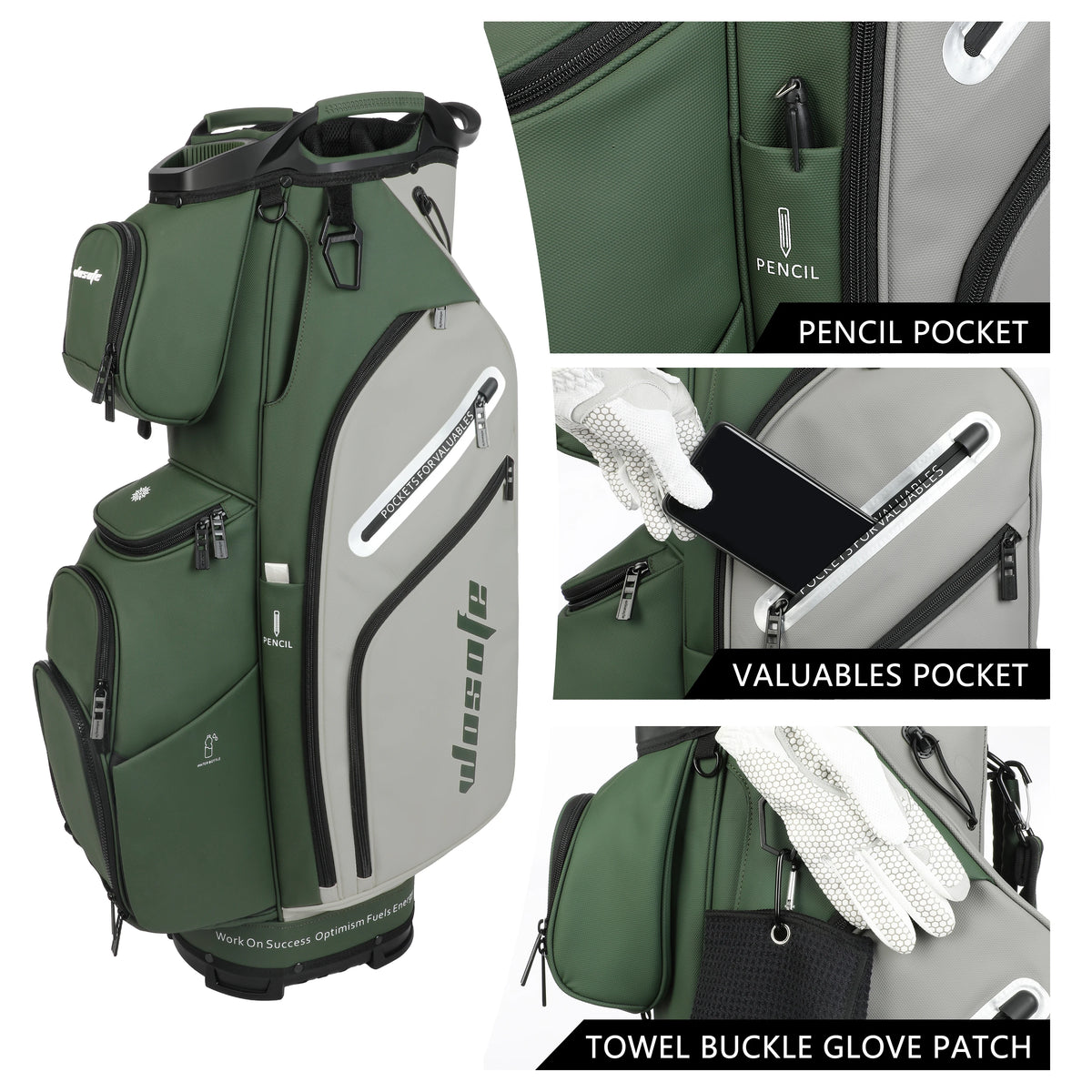 Lightweight PU Leather Golf Cart Bag With Multiple Pockets