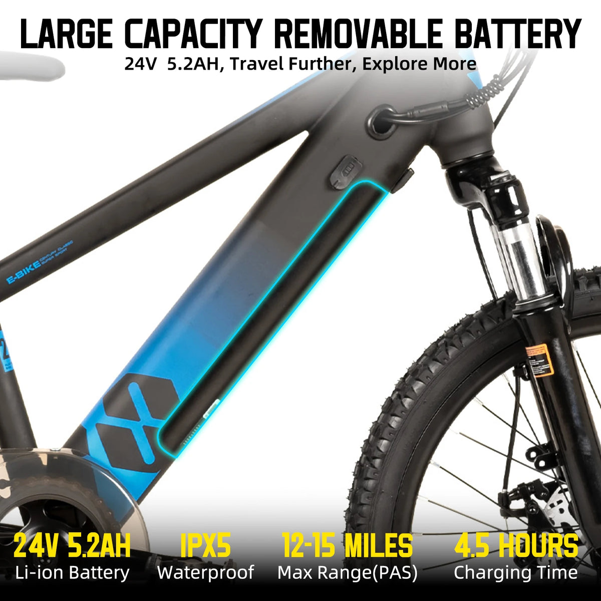 JOYSTAR Electric Mountain Bike for Kids 20" Boys Girls Teens Ages 7+ with Removable Battery 250W Motor And Disc Brakes