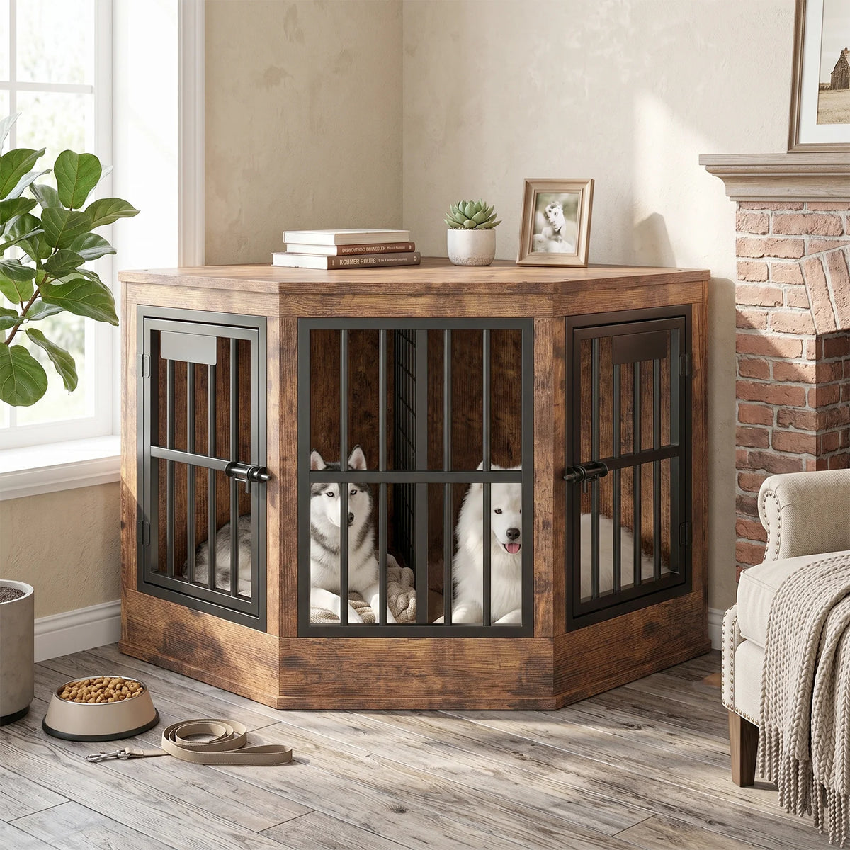 Modern Corner Dog Crate Furniture Television Stand For Pets