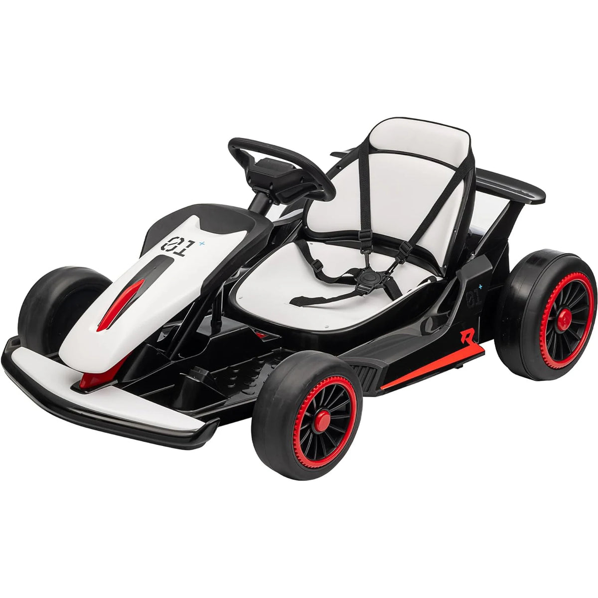 24V Electric Gokart For Children 6-12 Years, Drift Kart With Adjustable Seat, 2 x 200W Motors, 7Ah Battery, Up to 13 Km/h, Up to 45 kg, LED, USB And FM Radio, Seat Belt