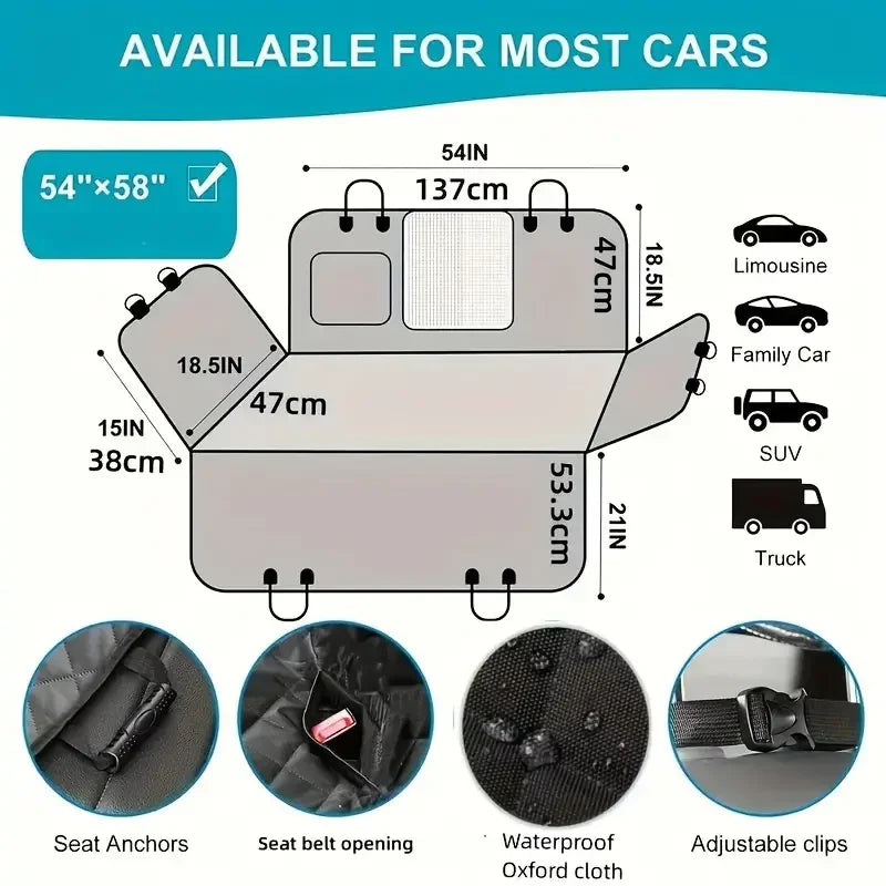 Waterproof Dog Car Seat Cover Hammock Scratch Proof Nonslip Protector