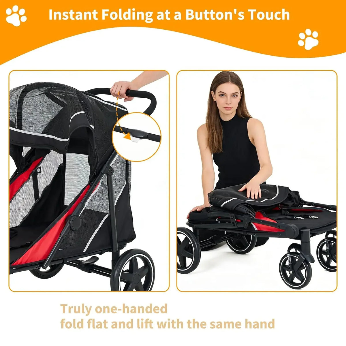 Garvee Heavy Duty Foldable Dog Stroller With Breathable Mesh Ventilation