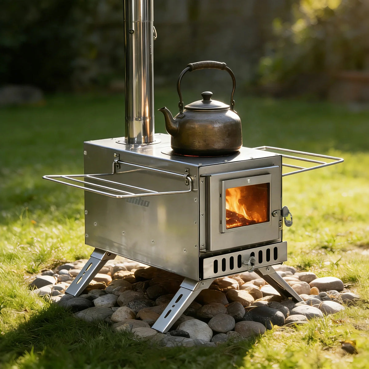 Portable Stainless Steel Wood Heating and Cooking Camp Stove