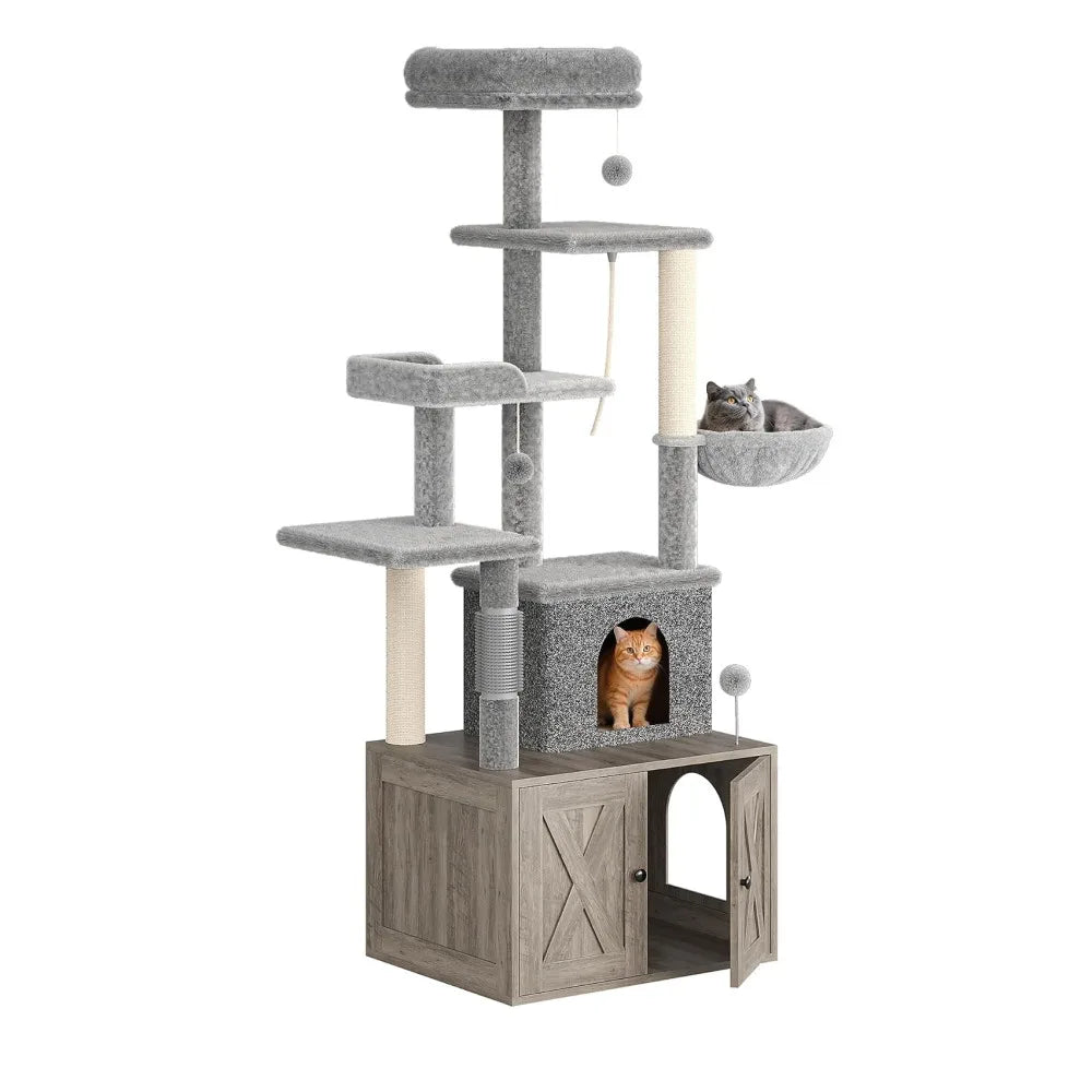 Contemporary Cat Condo With Hidden Litter Box And Scratcher