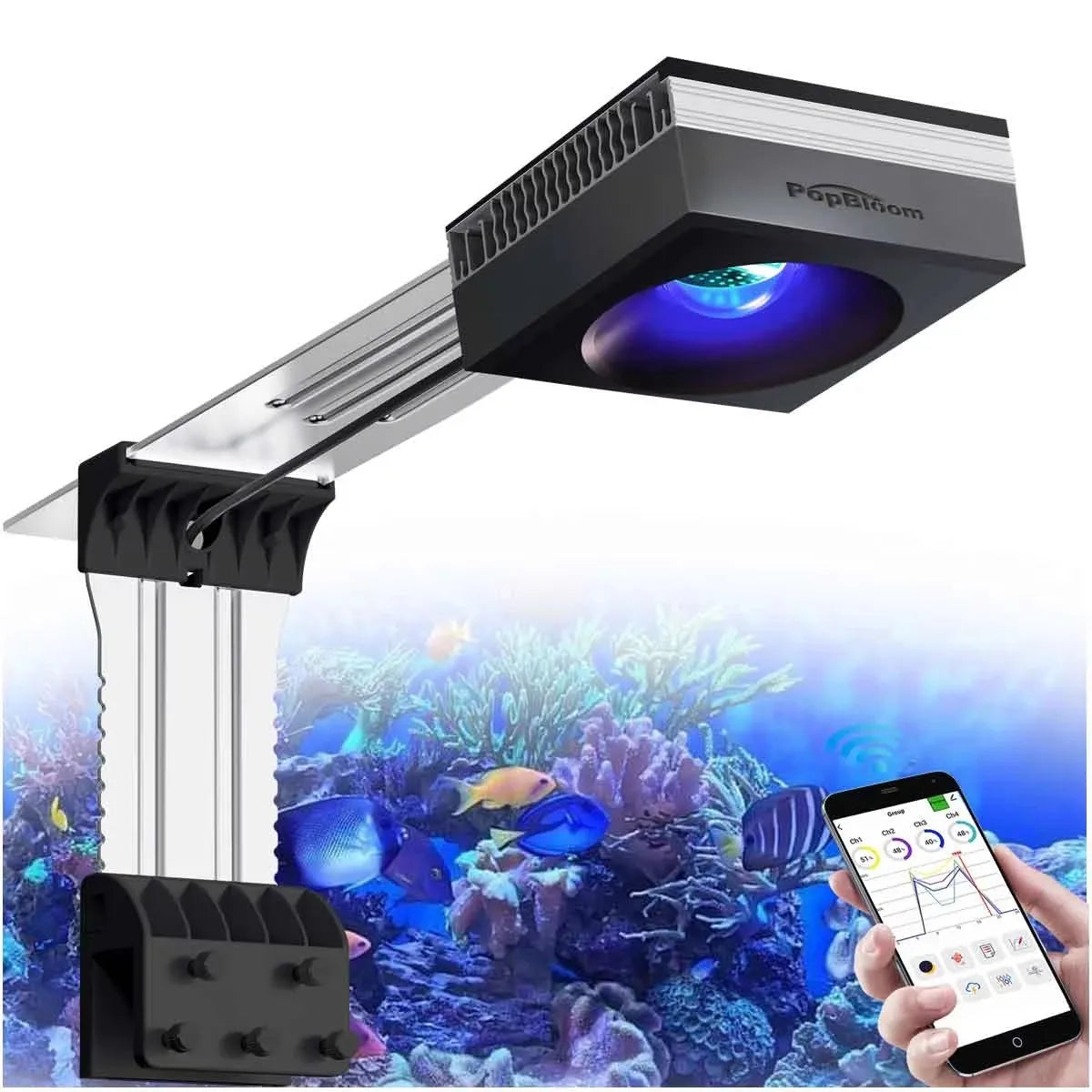 PopBloom 100W Full Spectrum LED Reef Aquarium Light
