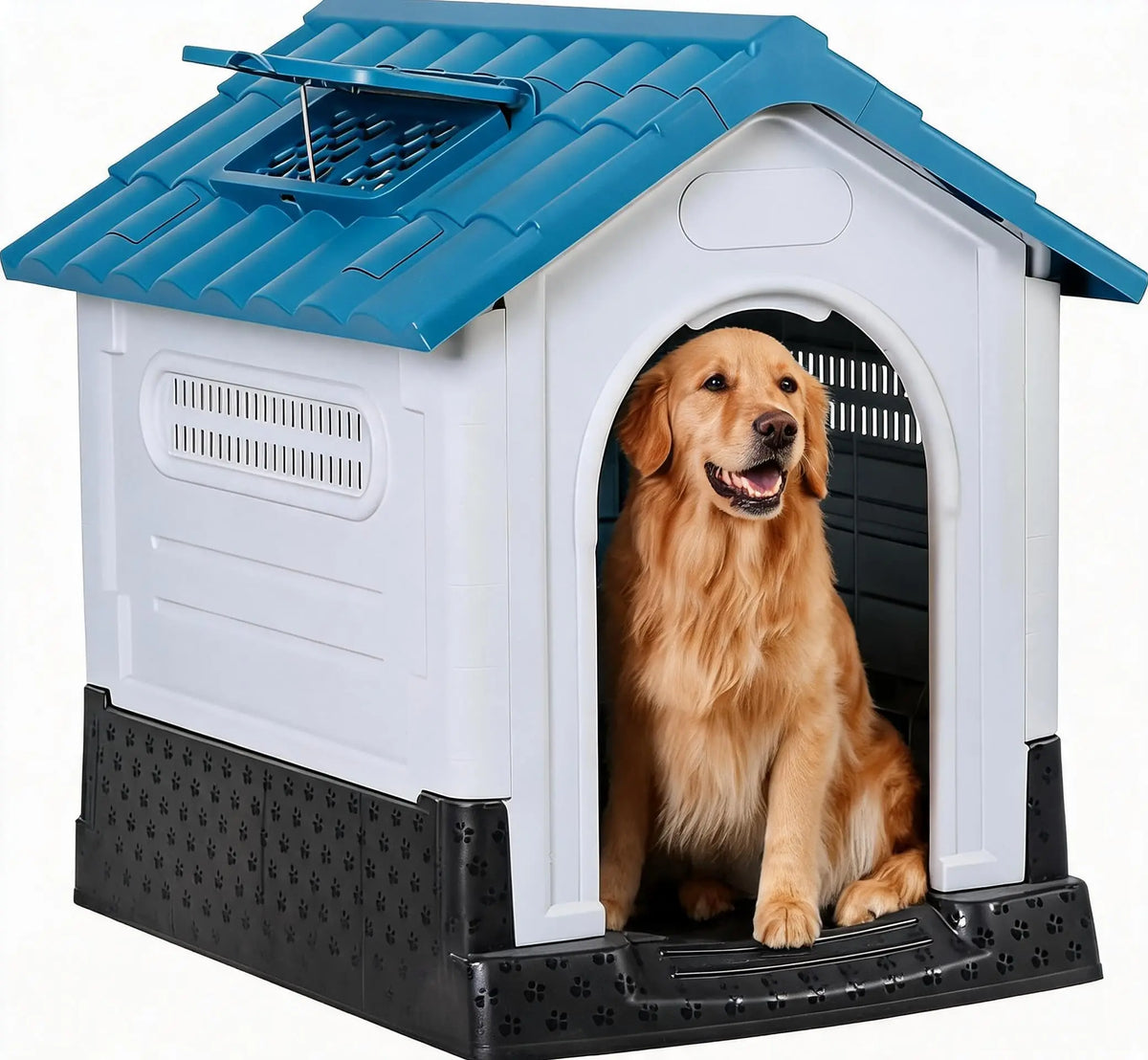 TwisterCK Waterproof Double Door Elevated Dog House With Foldout Porch