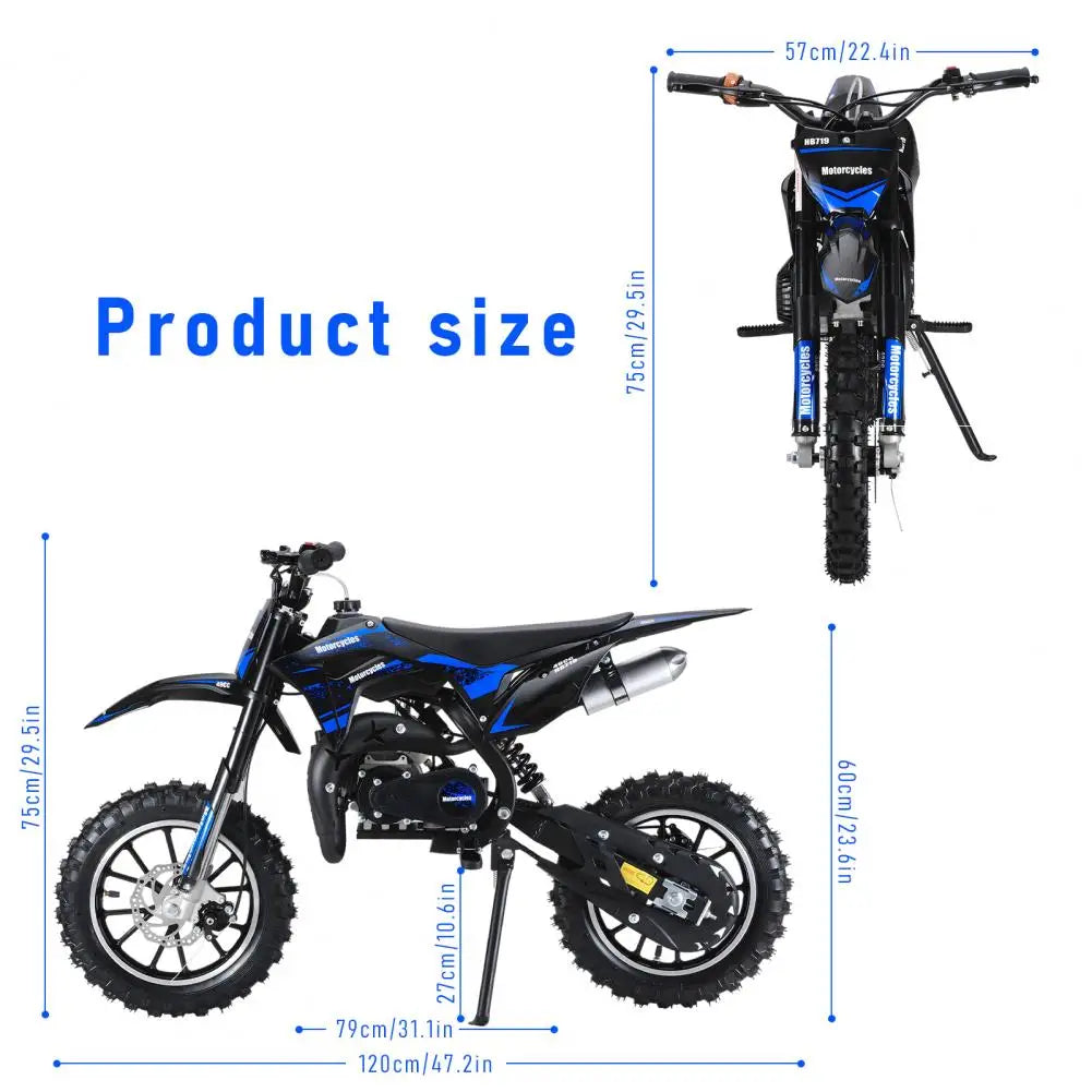 Mini Kid Dirt Bike, 49CC 2-Stroke Gas Powered Motorcycle with Off-Rode Tire, Front Rear Disc Brakes, Up to 25 Mph,