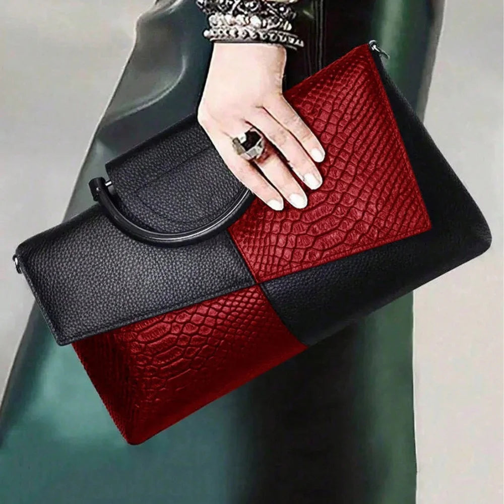 Womens Crocodile Pattern Elegant Messenger Shoulder Crossbody Bag