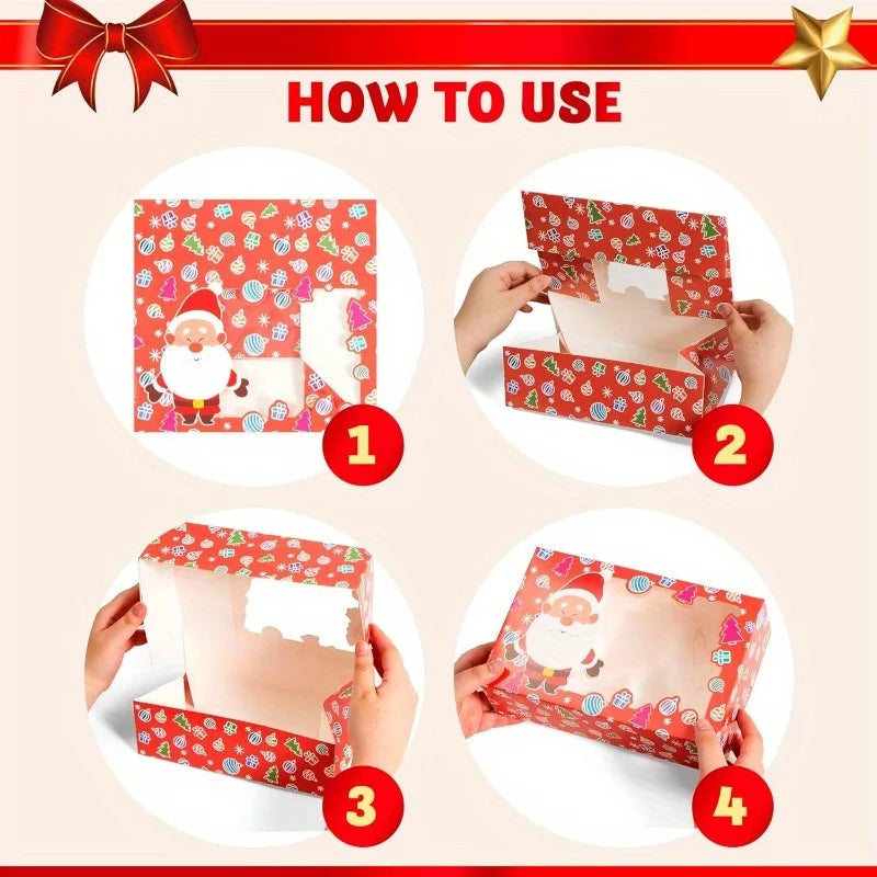 Joyfy Christmas Foil Treat Boxes With Window For Cookies and Pastries