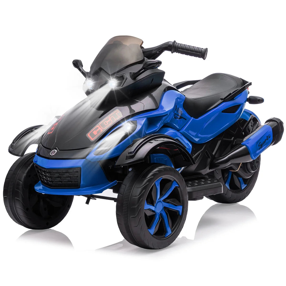12V Kids Ride-On ATV 3-Wheel Electric Motorcycle - Battery Powered Ride-On Toy - LED Lights & Music - Treaded Tires for Outdoor Off-Road - Ages 3-8
