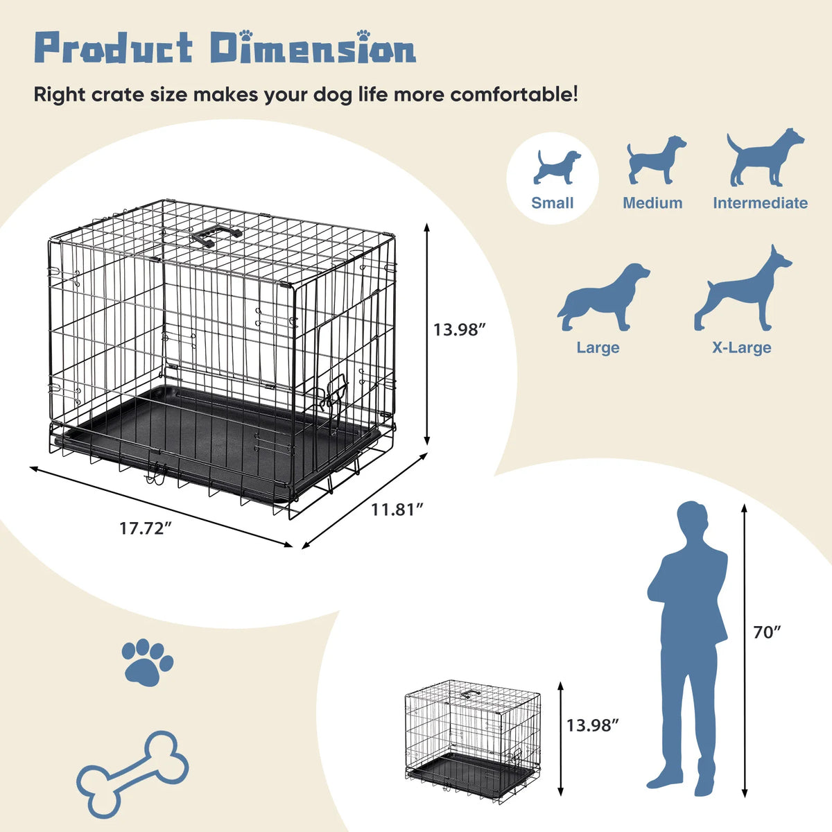 JHK Metal Foldable Dog Crate With Secure Lock Design