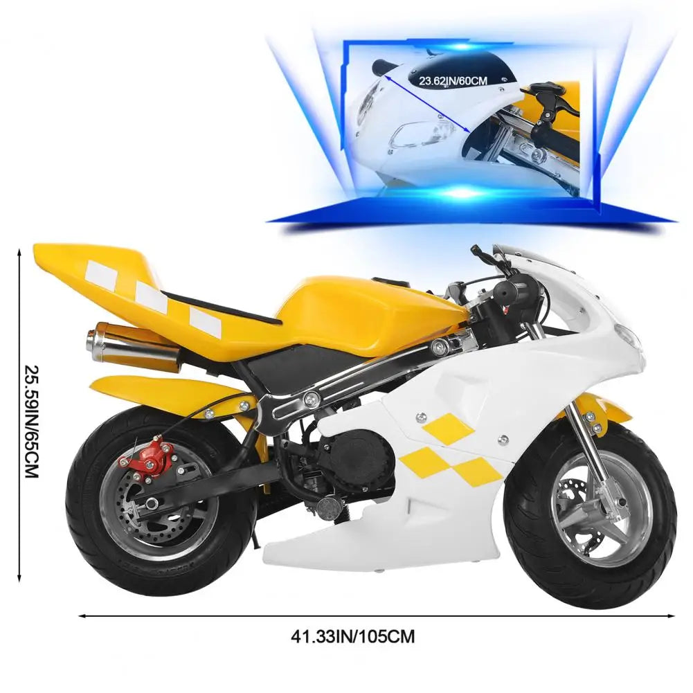 49cc 2-Stroke Mini Pocket Bike - Gas Powered Motorcycle for Kids 12, Front & Rear Disc Brakes