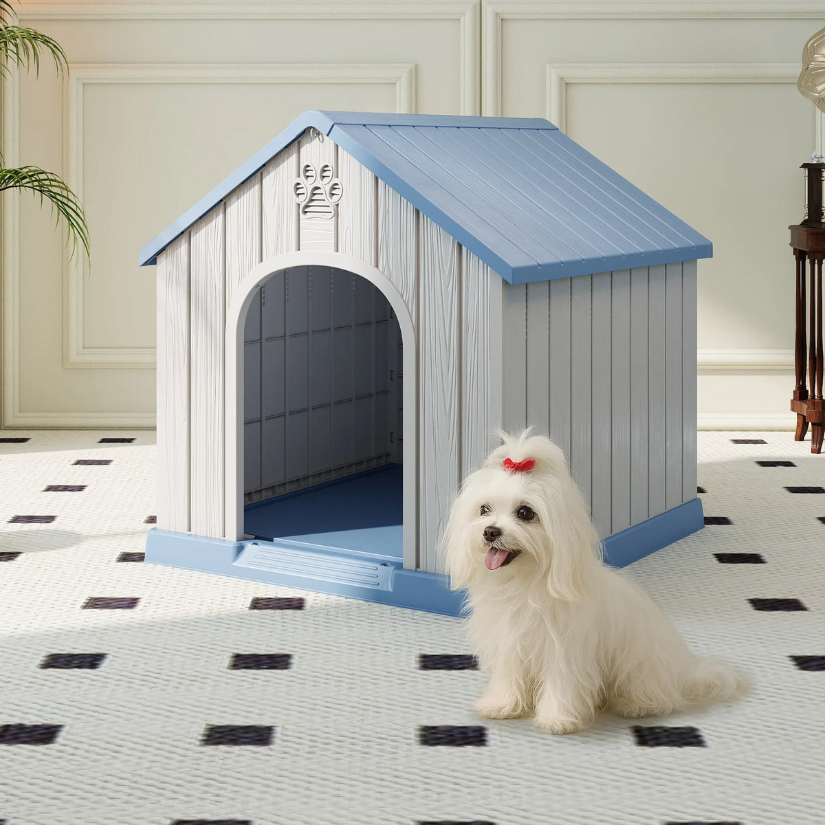Weatherproof Plastic Dog House For Small Indoor Outdoor Pets