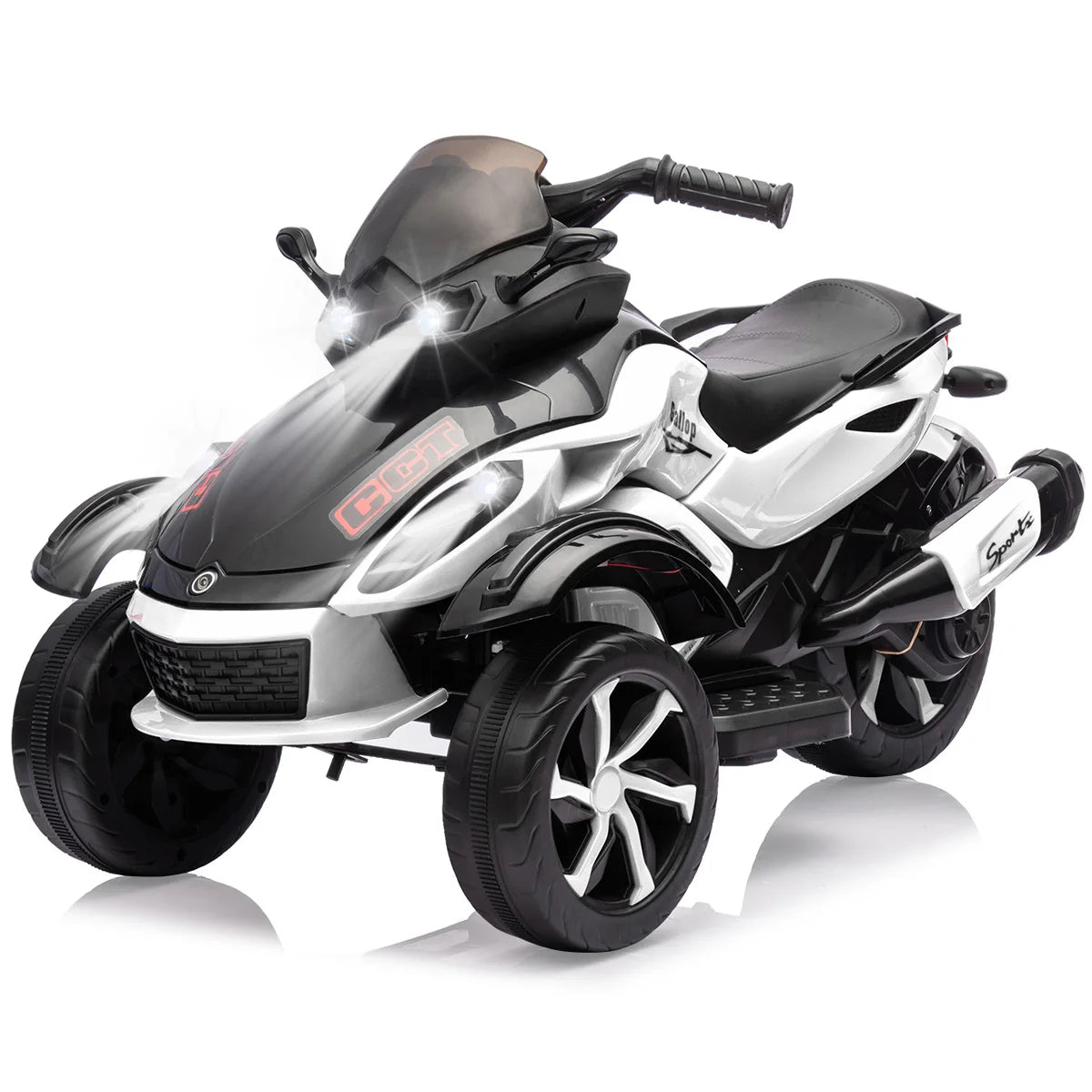 12V Kids Ride-On ATV 3-Wheel Electric Motorcycle - Battery Powered Ride-On Toy - LED Lights & Music - Treaded Tires for Outdoor Off-Road - Ages 3-8