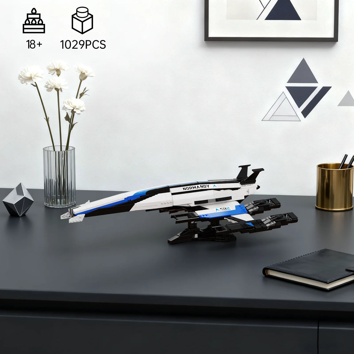 BuildMoc Normandy SR-2 Spaceship Building Blocks Set With Display Stand