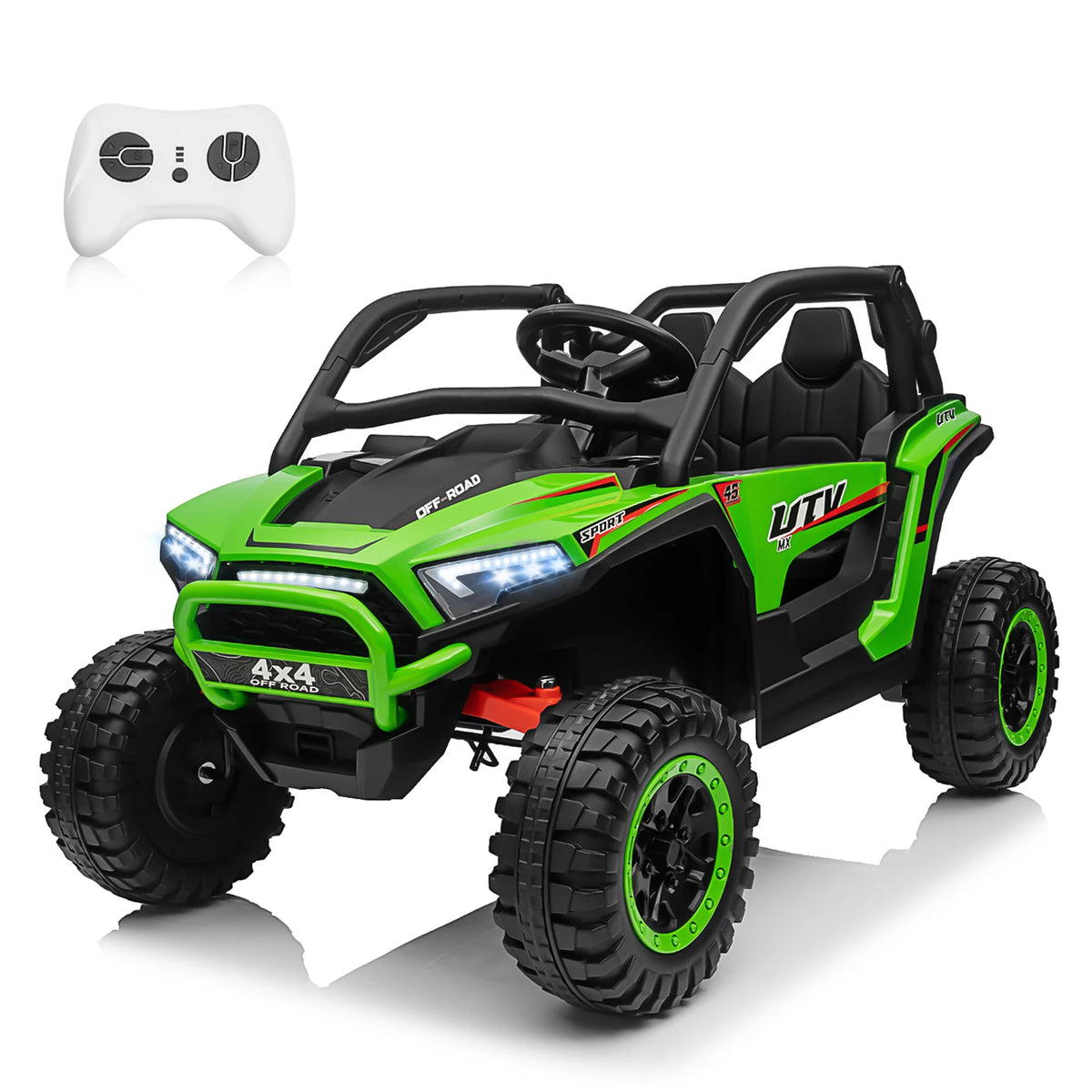 24V 2 Seater Ride on Toys UTV for Kids W/Parent Remote Control, 7AH Kids Battery Powered Vehicles, Bluetooth Spring Suspension, Storage for Gift, Deep Red