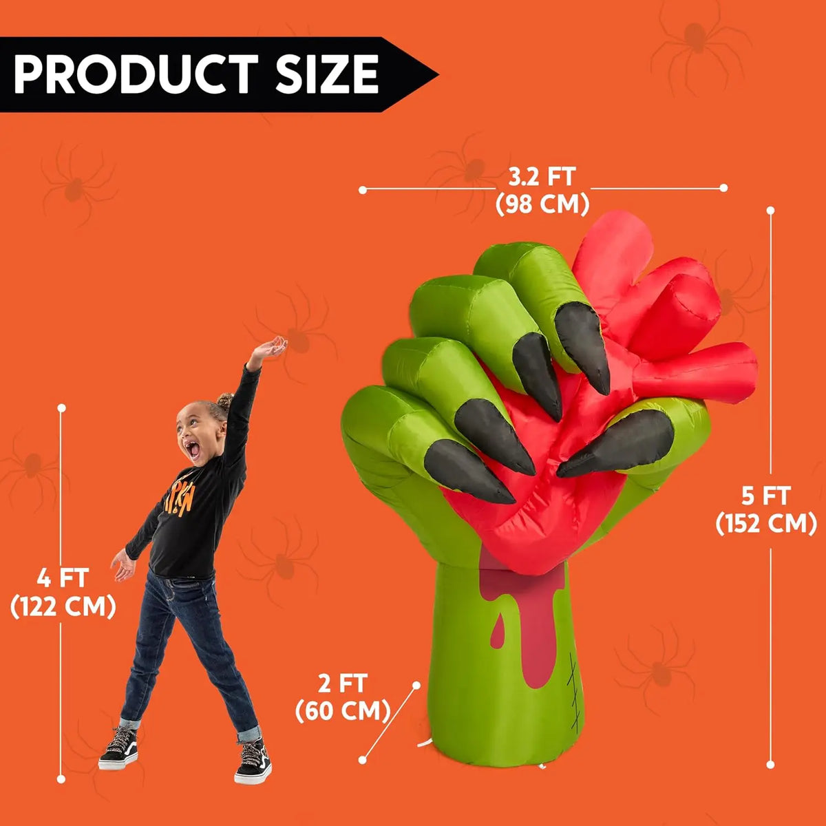 5 Ft Halloween Inflatables Zombie Hand Outdoor Decorations Blow Up Decors with Build-in LEDs and Pumping Heart Halloween Inflatables Zombie Hand Party Decoration for Yard Garden Lawn