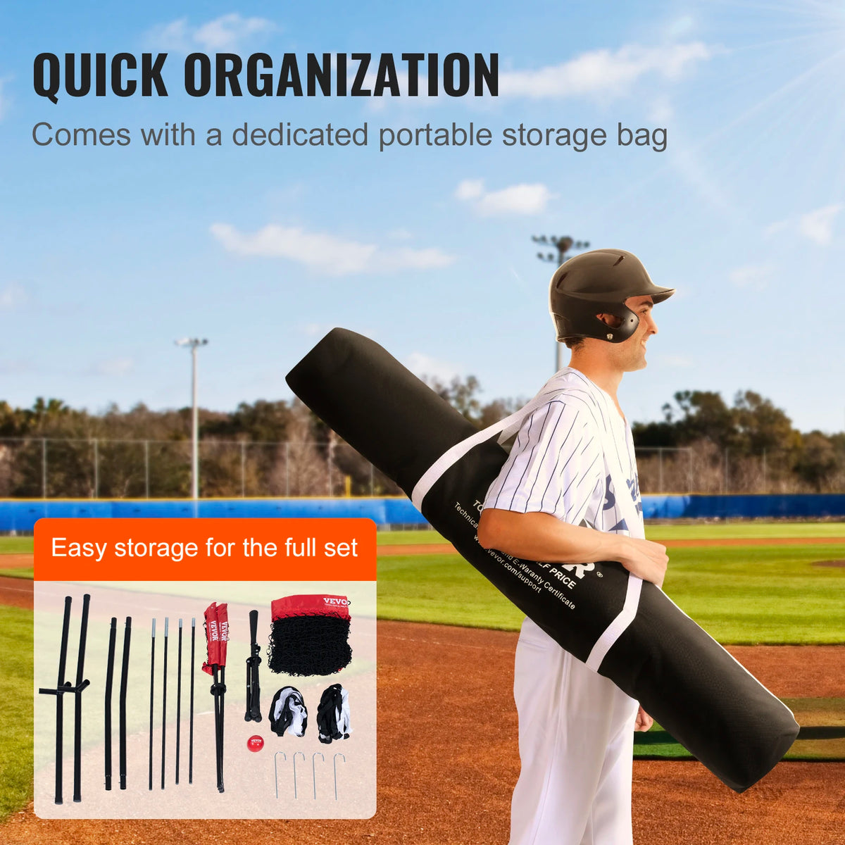 SucceBuy Baseball Practice Net With Ball Collector And Carry Bag