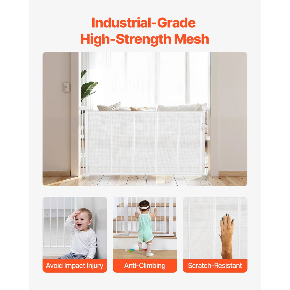 SucceBuy Retractable Baby And Pet Safety Gate For Doorways