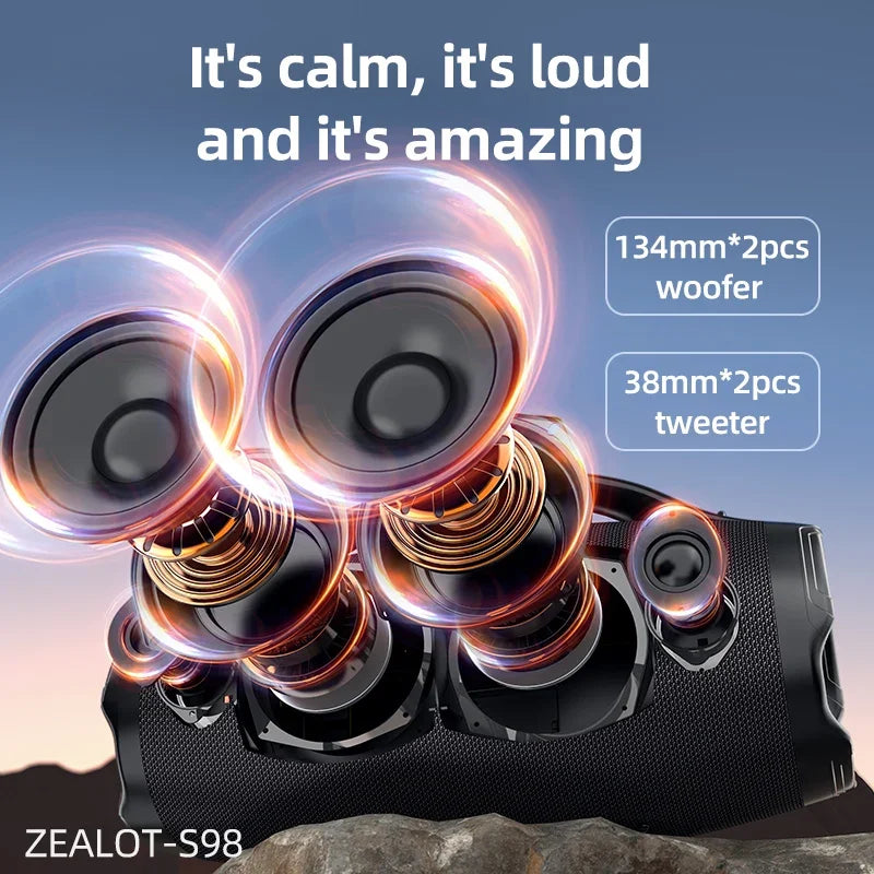 Zealot Portable Bluetooth Speaker 160W Wireless Waterproof Outdoor Audio
