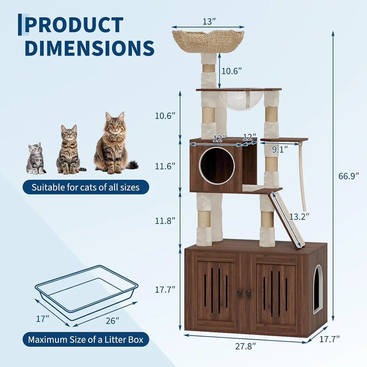 Tacleekii Multi Level Rattan Cat Condo With Space Capsule Design