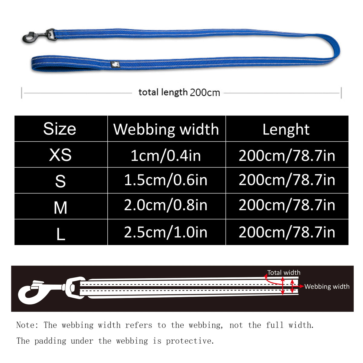Truelove Reflective Nylon Padded Dog Leash Quick Release
