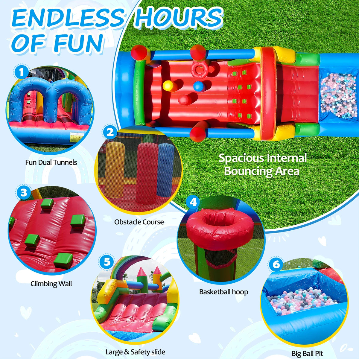 Inflatable bouncing bed Commercial Grade Inflatable Water Slide Dual Lane Castle with Pool Heavy Duty PVC Backyard Family Party