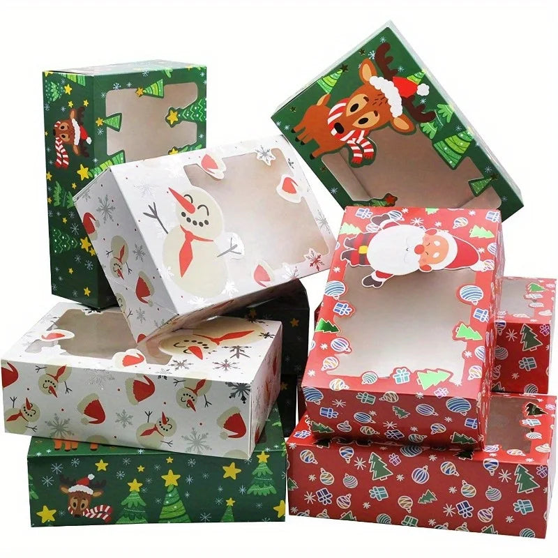 Joyfy Christmas Foil Treat Boxes With Window For Cookies and Pastries