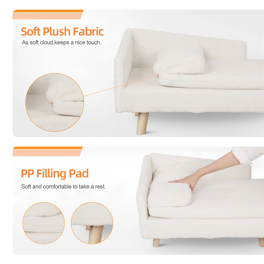 L Shape Pet Sofa Bed With Waterproof Rubber Wood Legs