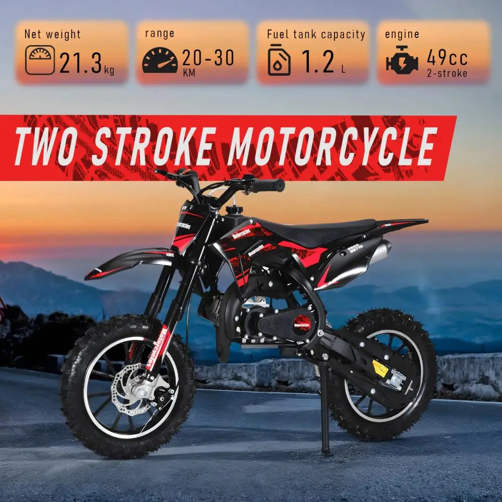 Mini Kid Dirt Bike, 49CC 2-Stroke Gas Powered Motorcycle with Off-Rode Tire, Front Rear Disc Brakes, Up to 25 Mph,