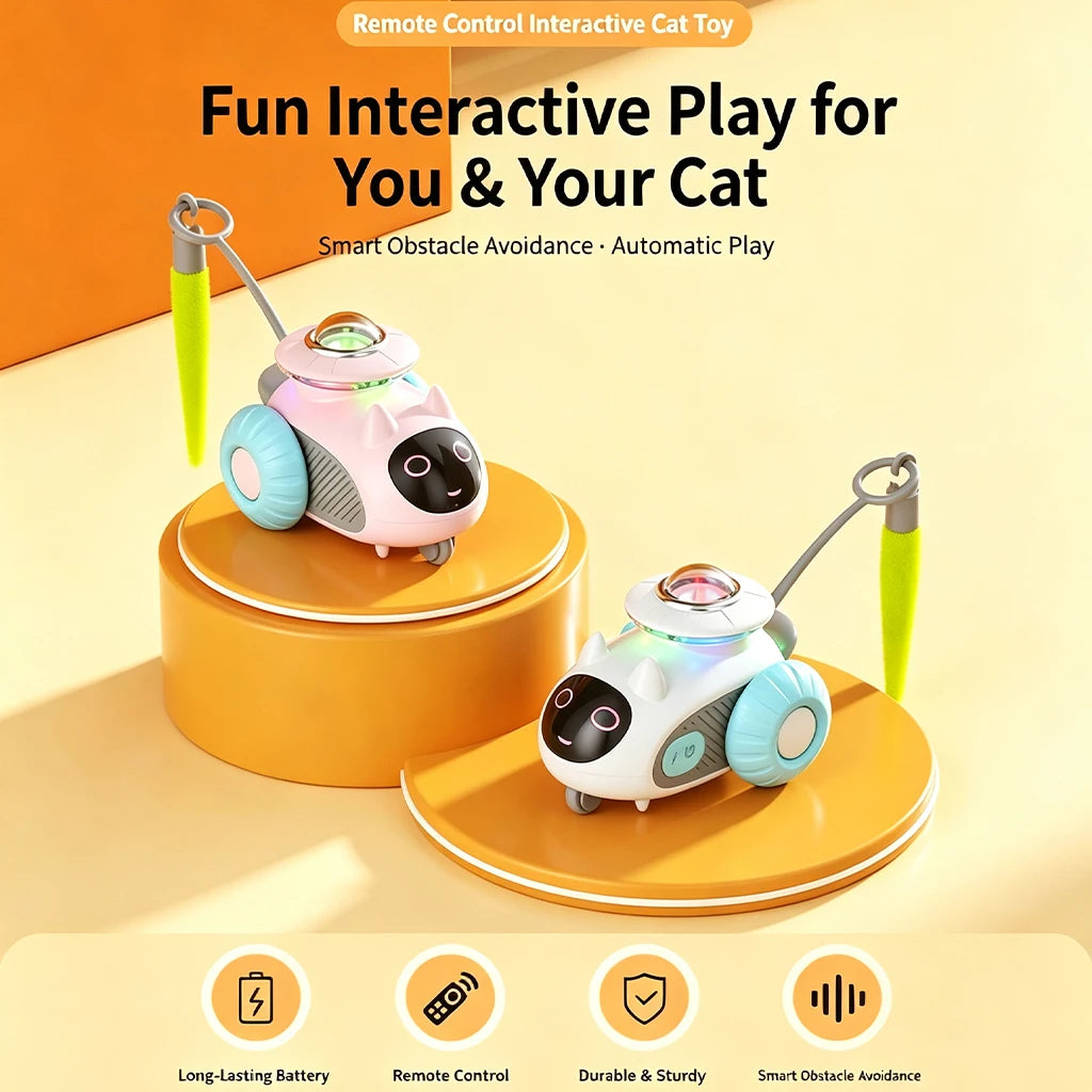 Usb Rechargeable Obstacle Avoidance Cat Toy Robot With Smart Remote Control
