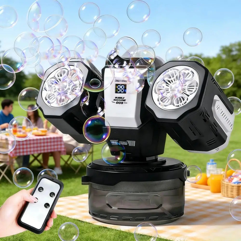 BELEMAR 2026 Upgraded Bubble Machine: Auto Rotation, RGB Lights, Remote Control, 1800mAh Battery, Type-C Port