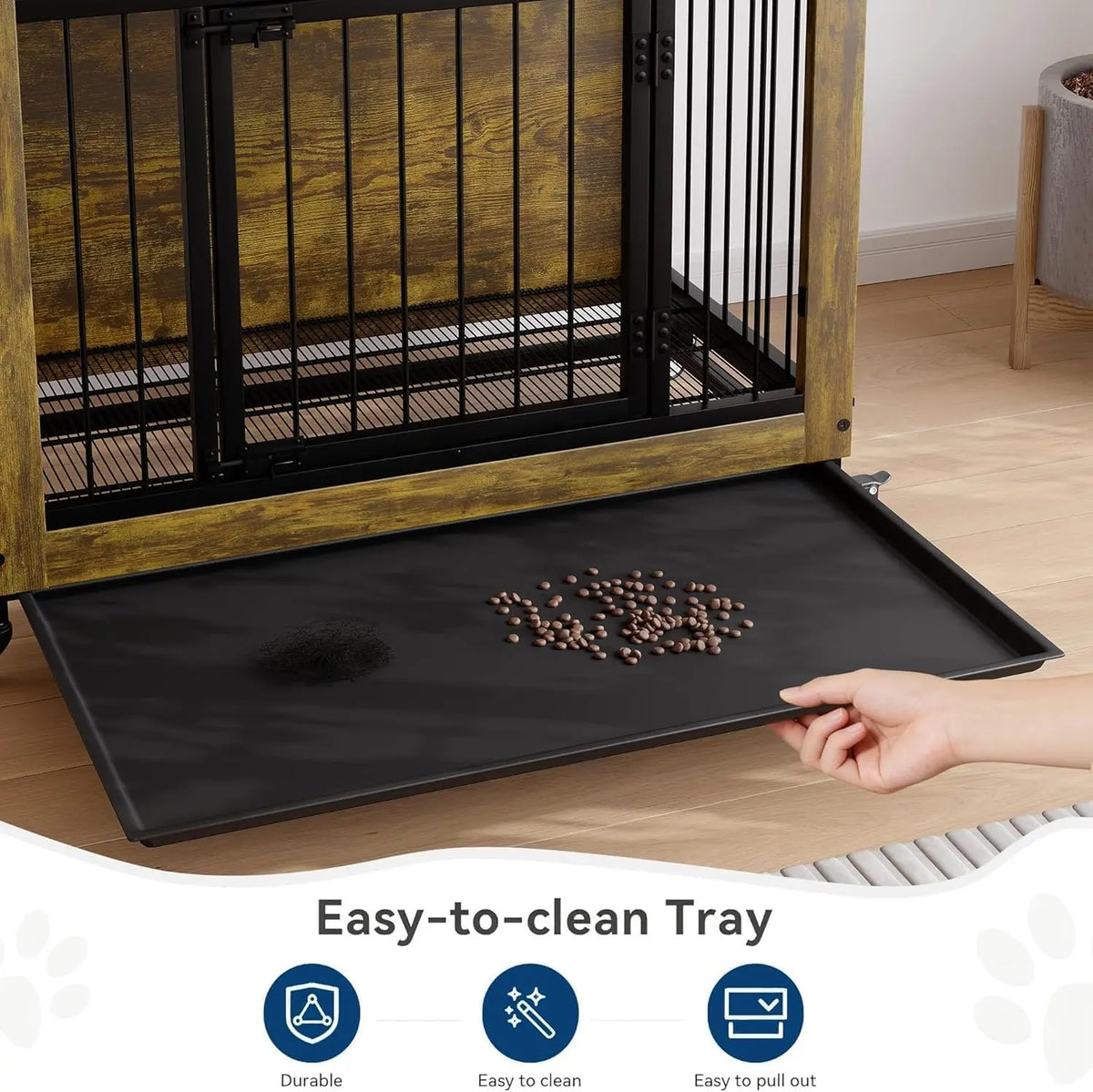 Anixol Wooden Dog Crate Side Table and Removable Tray