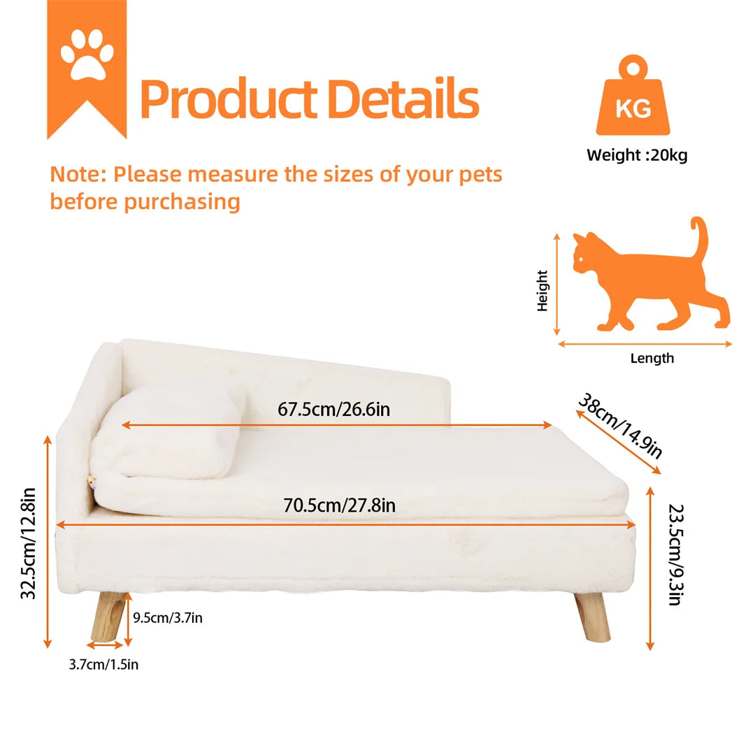 L Shape Pet Sofa Bed With Waterproof Rubber Wood Legs