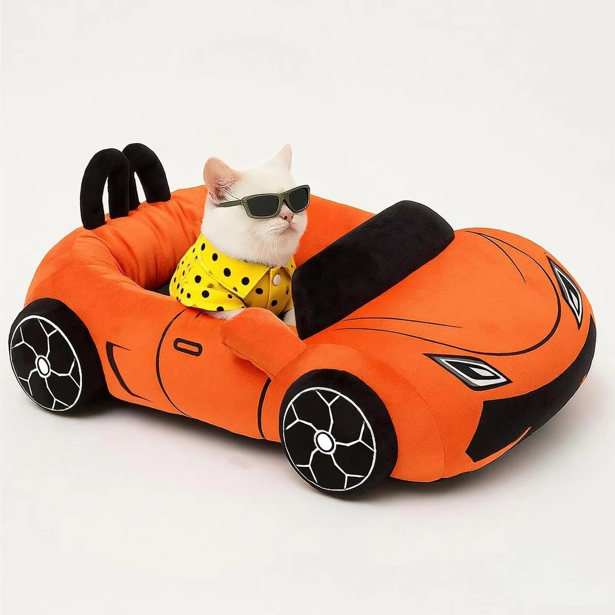 CWV Coral Fleece Supercar Cat Bed With Pillow Cover