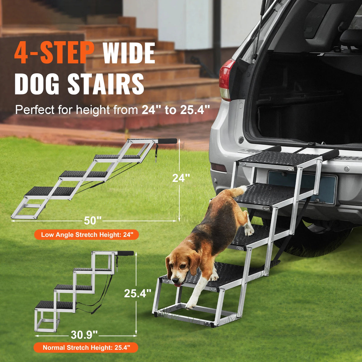 SucceBuy Lightweight Aluminum Dog Car Stair For Vehicles