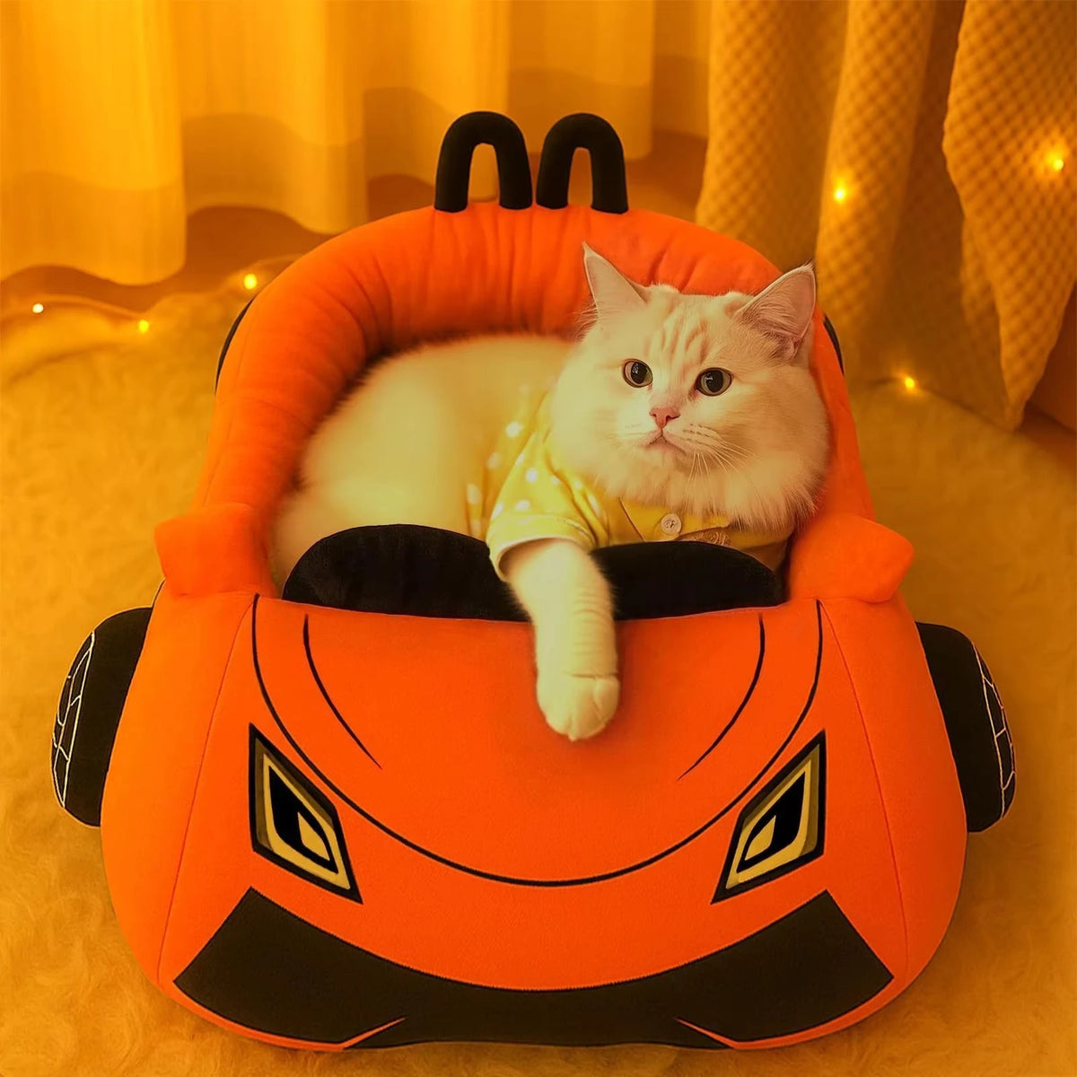 CWV Coral Fleece Supercar Cat Bed With Pillow Cover