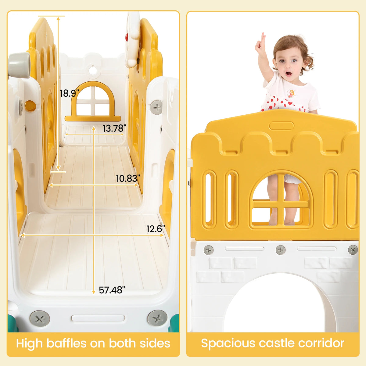 8 in 1 Toddler Slide Indoor Playground, Indoor Slide Toddler Playset for Toddlers Kids Outdoor Playground with Basketball Hoop,
