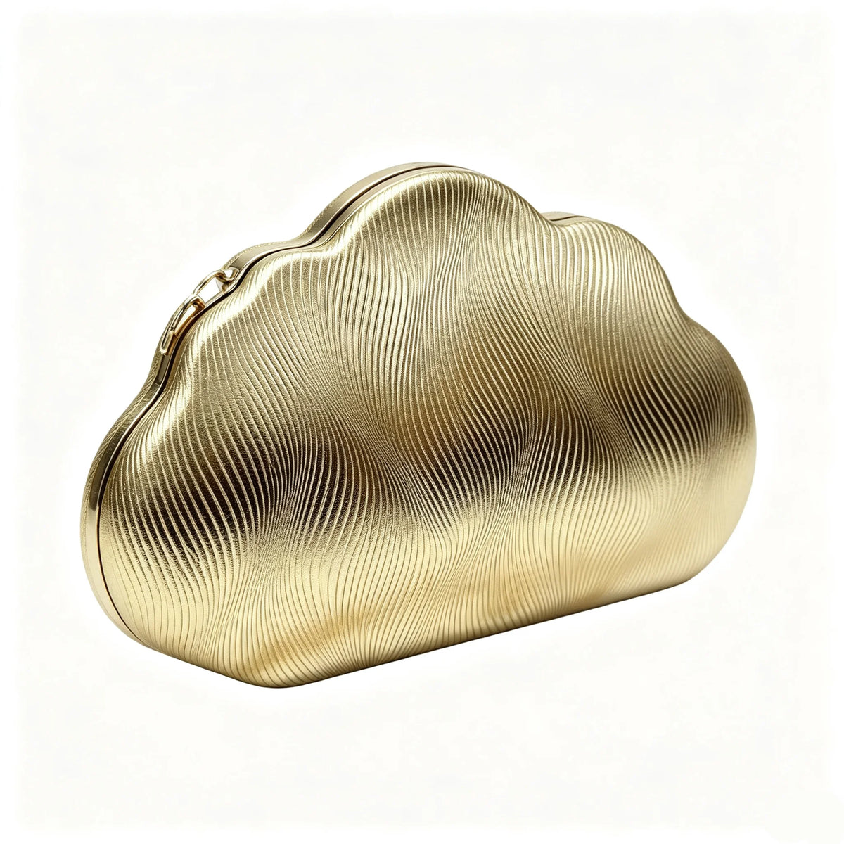 Women Cloud Shape Metallic Sequined Clutch Bag With Crossbody Chain