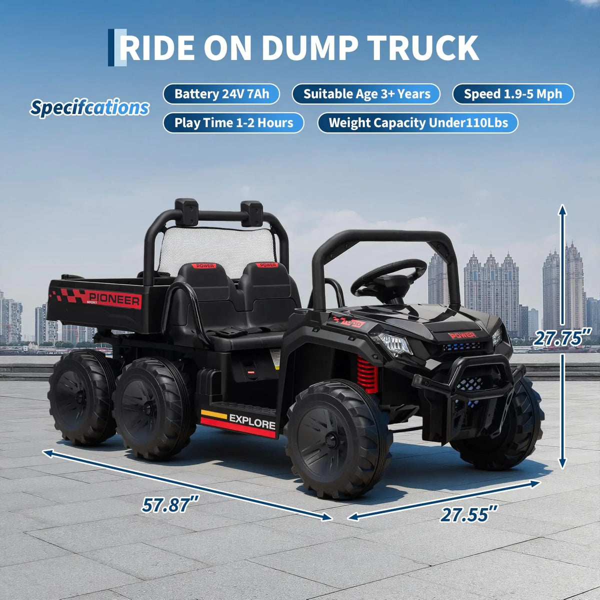 HiMISS 4WD Ride On Dump Truck With Parental Remote Control